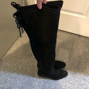 Genuine Suede Black Over the Knee Boots